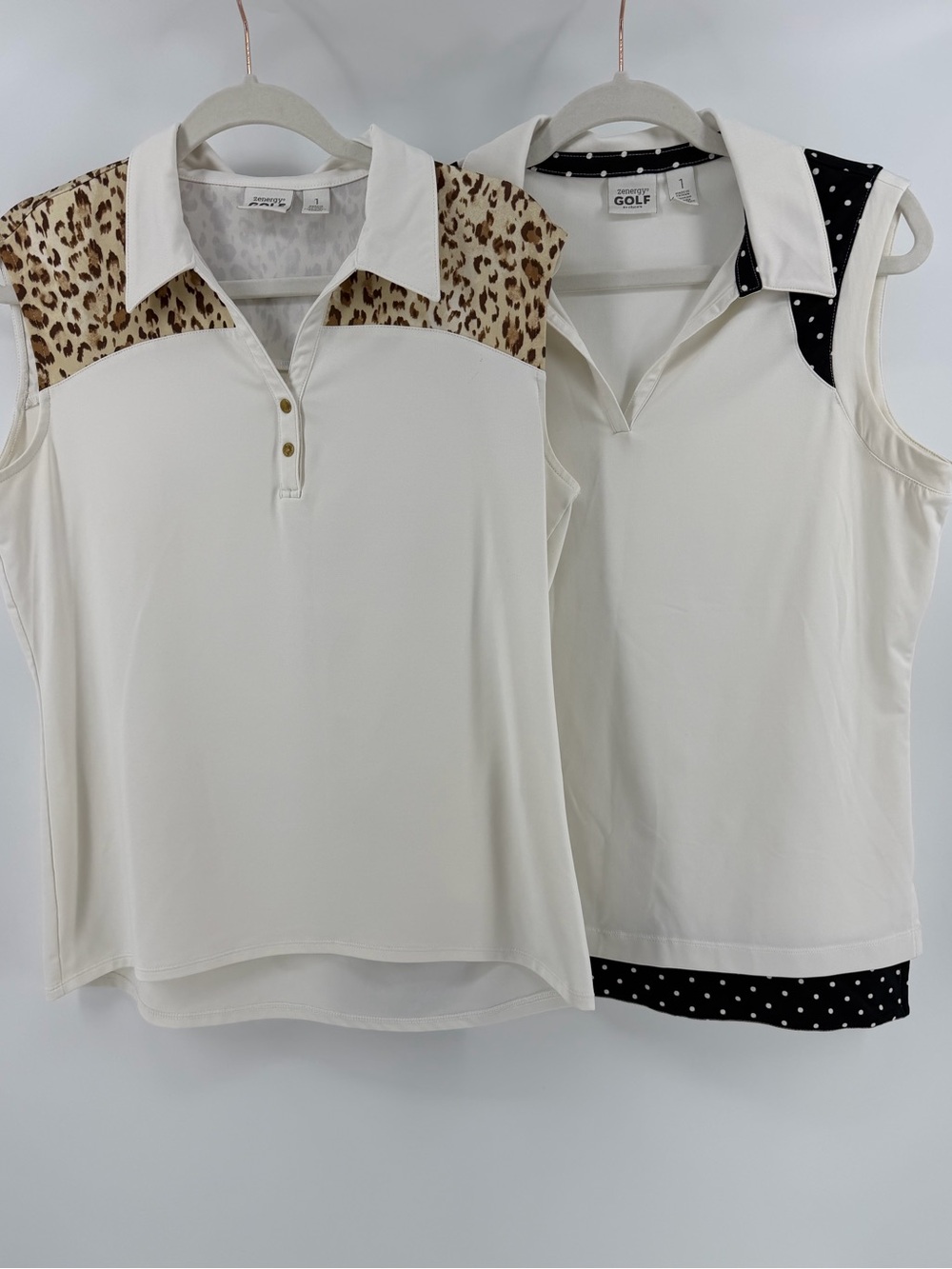 Chico's Zenergy GOLF Sleeveless Polo Tank Tops, Cream Prints, Women's Medium (1)